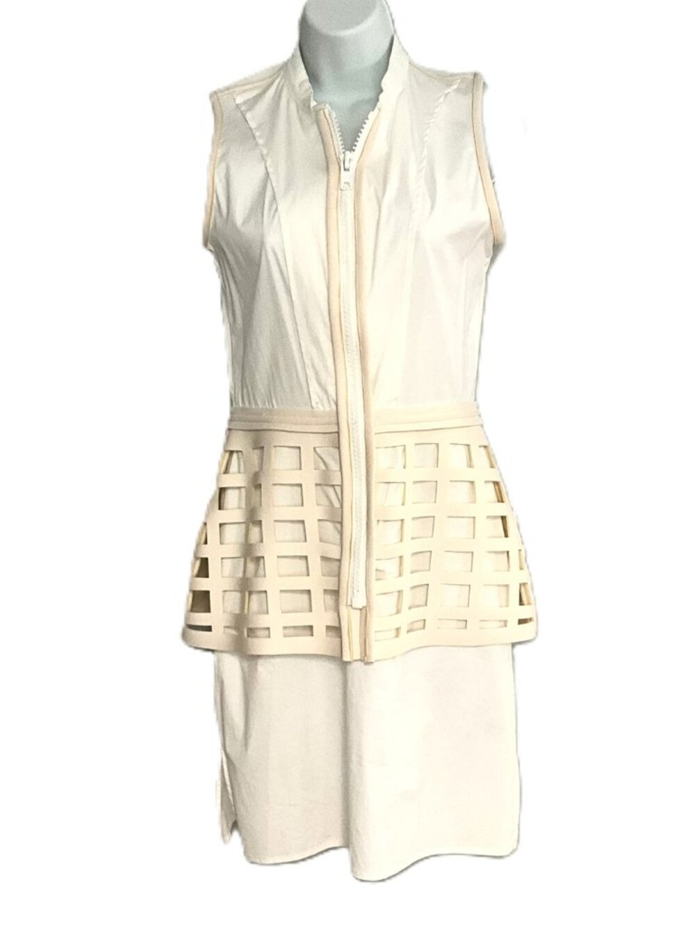 Vintage RDM by Rue du Mail Cream Cutout Sleeveless Dress Size 40 Portugal